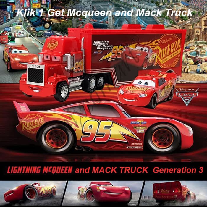 Jual Mainan Anak Cars Lightning Mcqueen And Mack Truck Indonesia|Shopee Indonesia