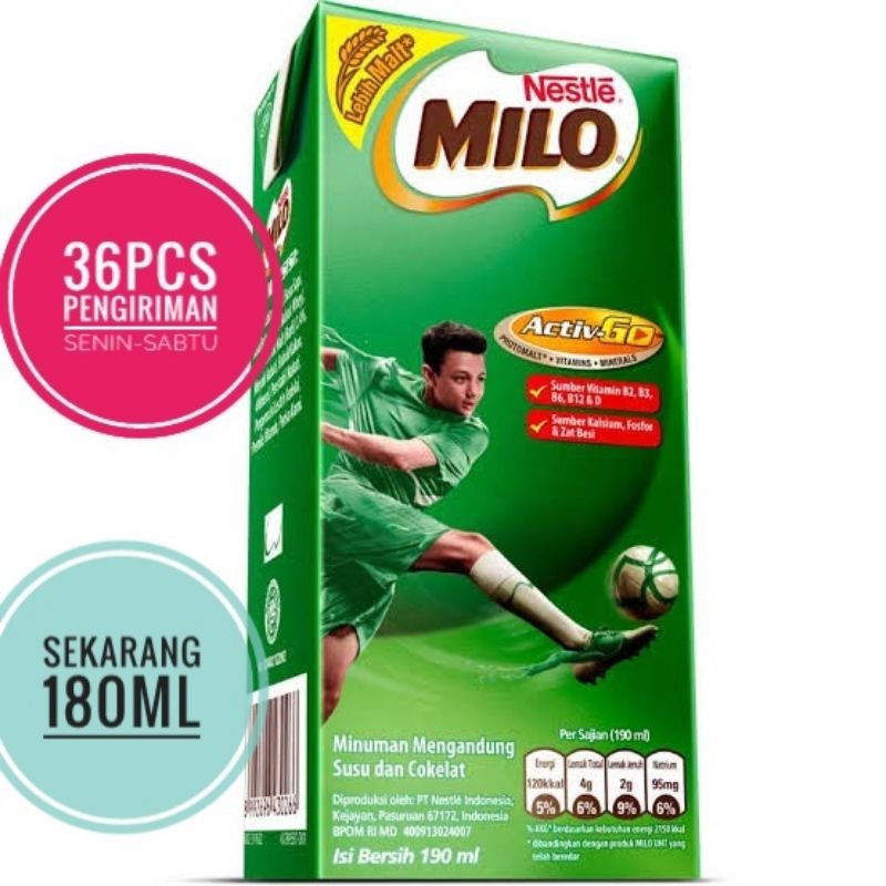 Jual Milo Uht 190Ml Sekarang 180Ml | Susu Milo 180Ml | Shopee Indonesia