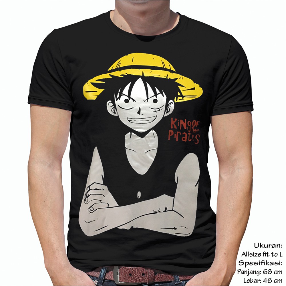 Kaos Anime Onepiece Baju LUFFY KING Pakaian Pria Shopee