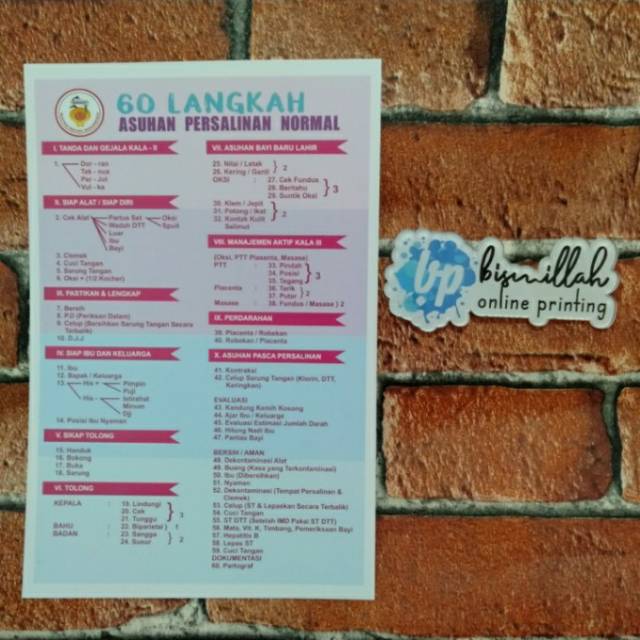 Poster kebidanan 60 langkah persalinan normal | Shopee Indonesia
