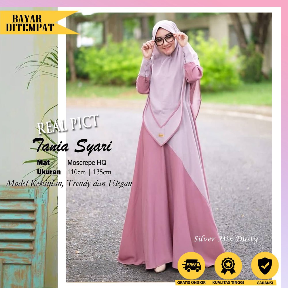 Revinalianyta Baju Gamis Syari Wanita Terbaru Set Kerudung Tania Gamis