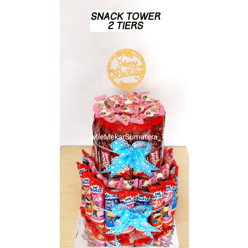 Jual SNACK TOWER/KUE ULANGTAHUN/SNACK CAKE/SNACK TART/SNACK ULTAH/BIRTHDAY TOWER/KADO ULTAH/KADO
