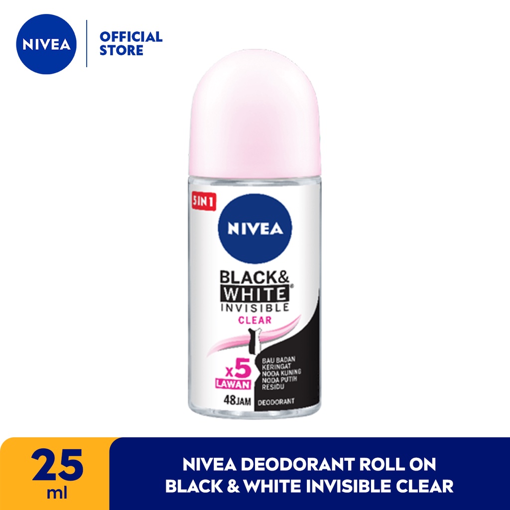 Jual Nivea Personal Care Deodorant Invisible Black & White Roll On - 25 Ml | Shopee Indonesia