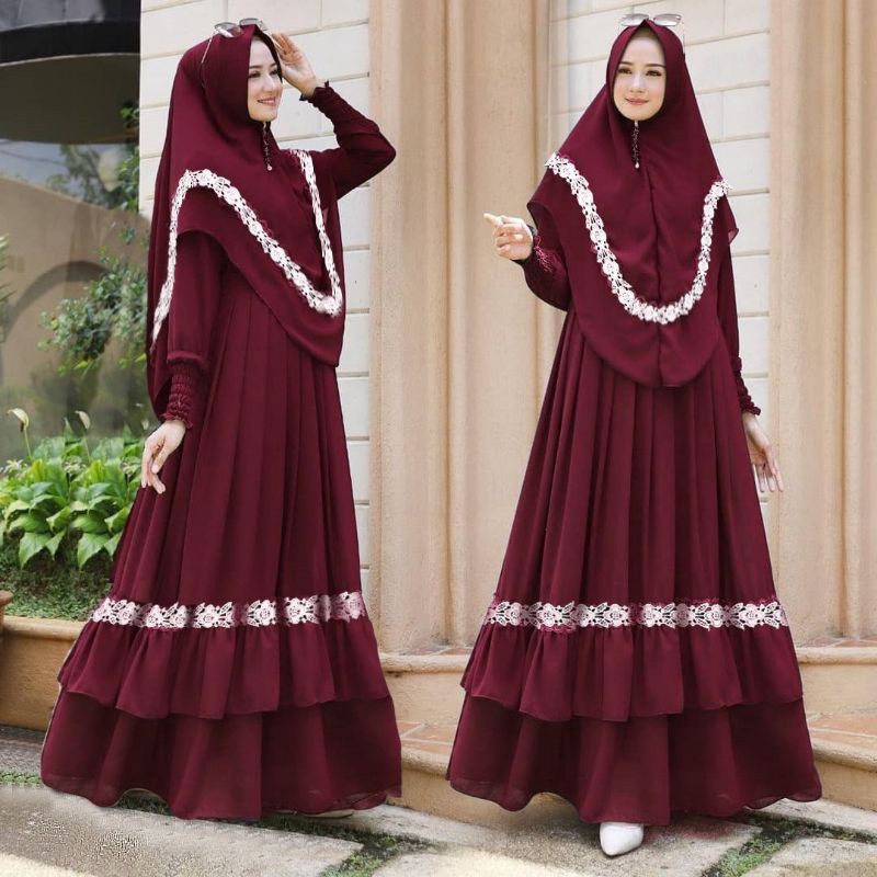 Gamis Syari Terbaru XL XXL Baju Gamis Embun Set Syari Dress