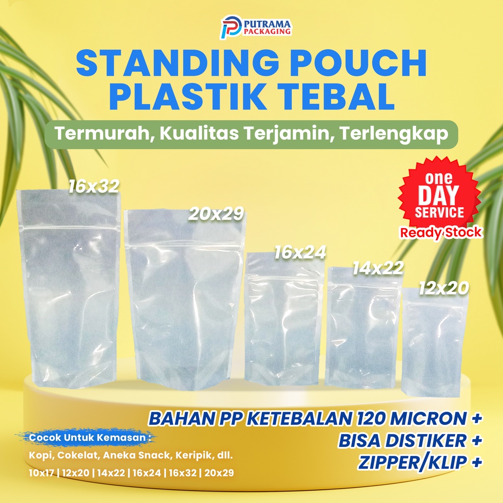 Jual (1 PACK ISI 10 PCS) Standing Pouch Plastik Tebal Double Seal