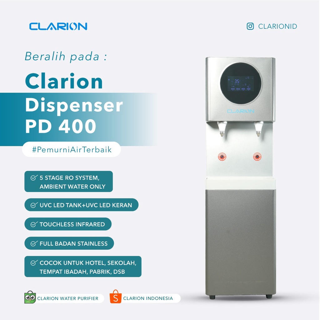 Jual CLARION, Water Purifier, Dispenser PD400, Pemurni Air, RO Purifier