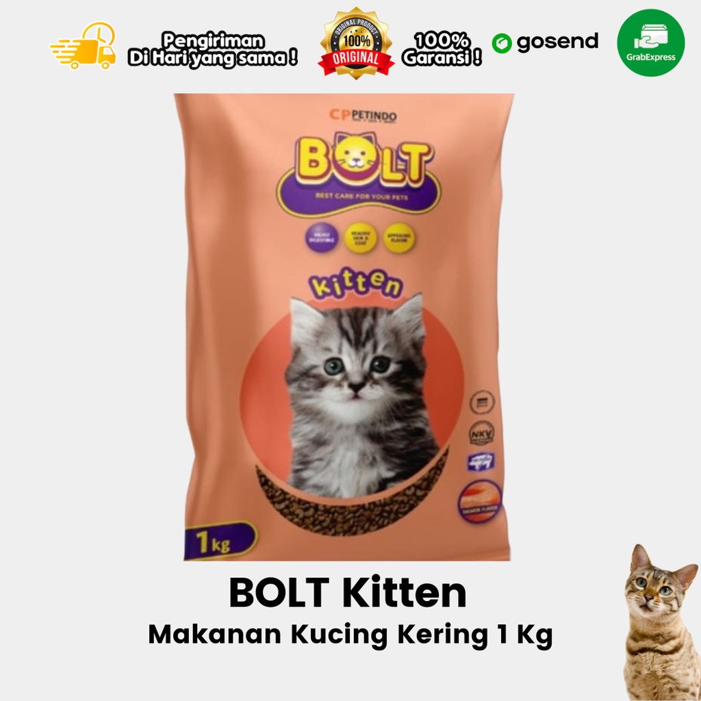 Jual Makanan Kucing Kering Cat Dry Food Bolt Salmon Kitten 1 Kg