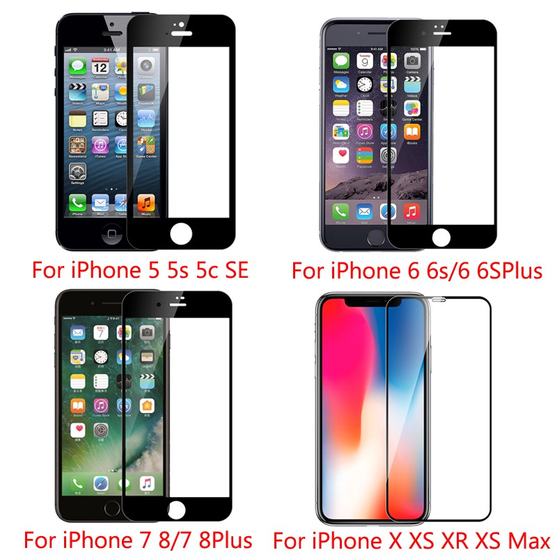 Jual Tempered Glass Full 5D Iphone 6 6S 7 8 Plus X Xs 11 Pro Max Se 2 2020 Antigores Kaca Full Cover Screen Protector Anti Gores Pecah Clear Bening 9H Warna 6D 9D 111D | Shopee Indonesia