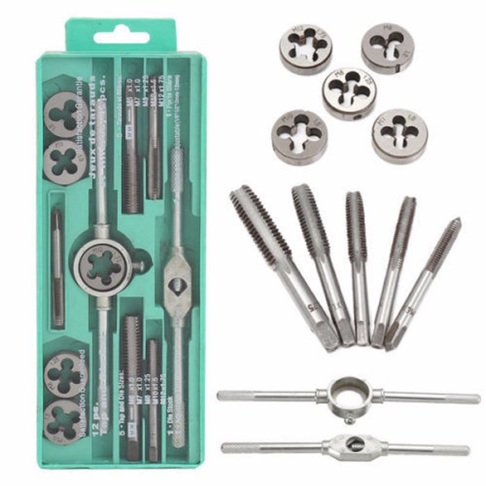Jual Adjustable Hand Tap and Dies Set 12 Pcs Alat Snai dan Tap Ulir