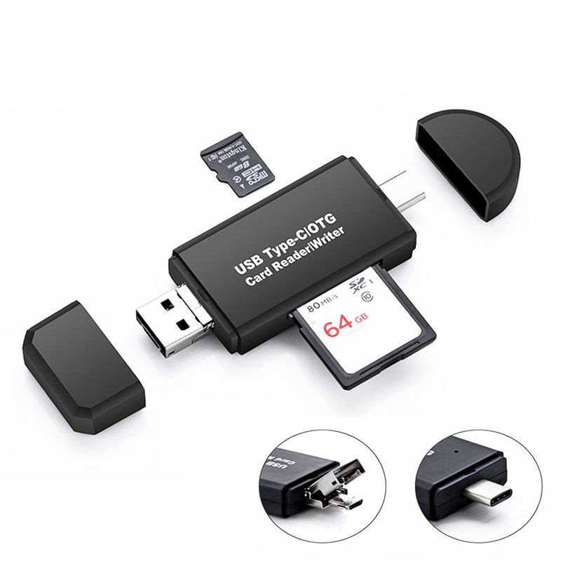 Jual 3 In 1 Type C/Micro Usb Otg Memory Card Reader Tf/Sd Androi Otg Storage Adapter For Android Computer Extension Header Cardreader | Shopee Indonesia