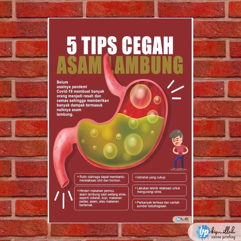Jual Poster Kesehatan 5 Tips Mencegah Asam Lambung
