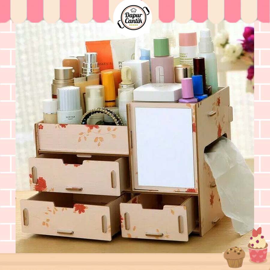 DapurCantik Rak Kosmetik ( Cermin ) Bahan Kayu Tempat