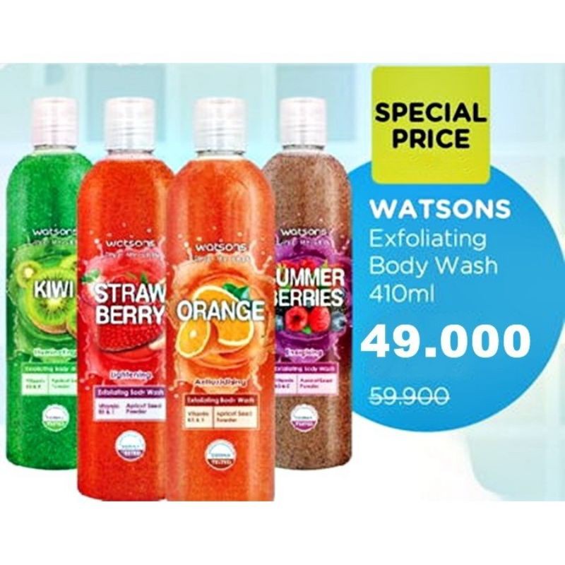 Jual watsons BODYWASH exfoliating shower scrub 410ml Shopee Indonesia