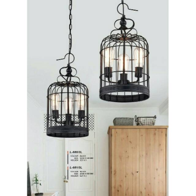 Lampu Hias gantung bentuk sangkar burung Type L681/3L