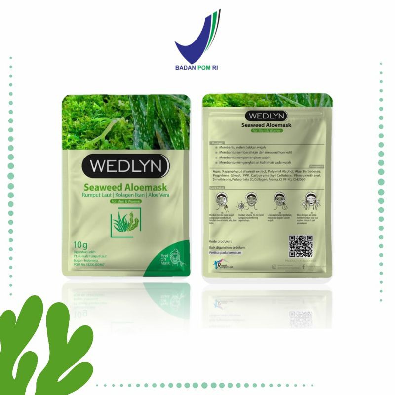 WEDLYN Seaweed Aloemask / Masker Rumput Laut / Masker Peel Off Shopee Indonesia