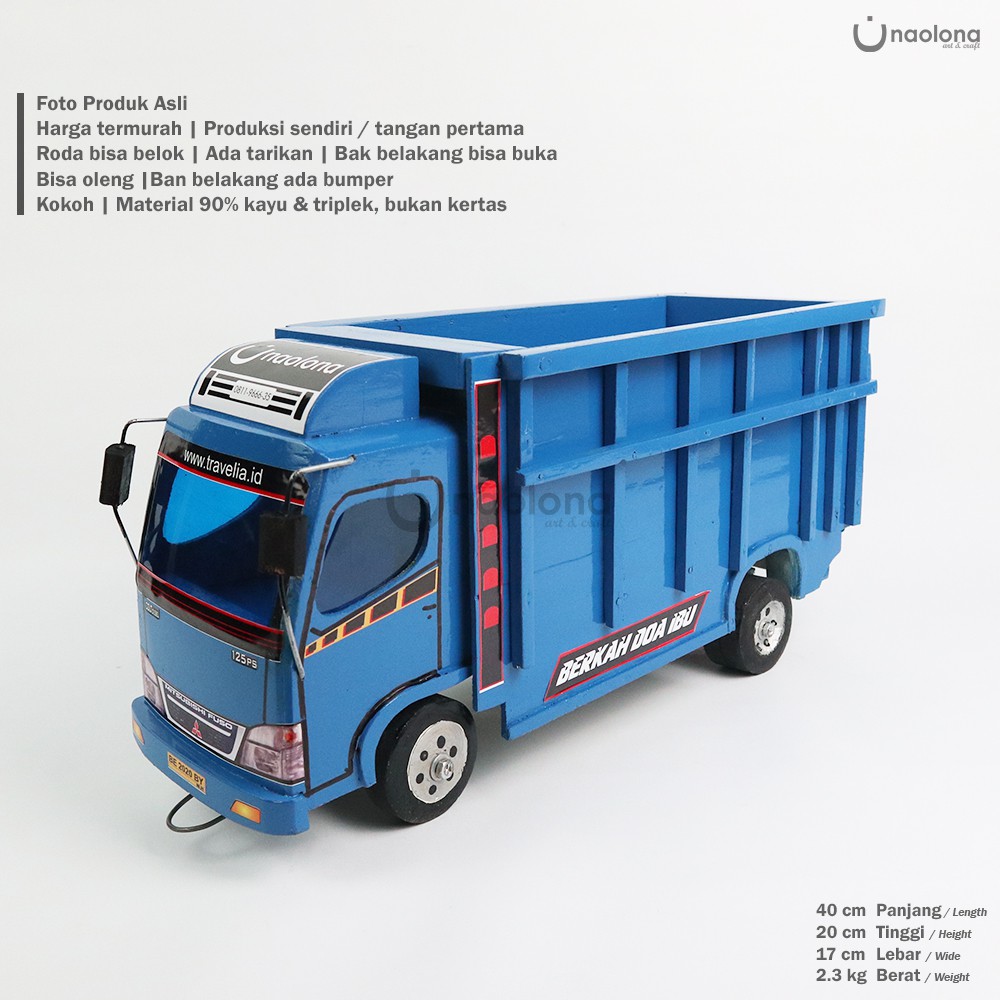 Jual Mainan Kayu Mobilan Anak Truk Jadul Miniatur Truck Canter Warna Biru Naolona | Shopee Indonesia