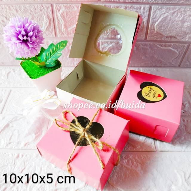 20pcs Dus Box Kardus Kotak Donat Bakpao Roti Kue Tart Cake Mini Pink