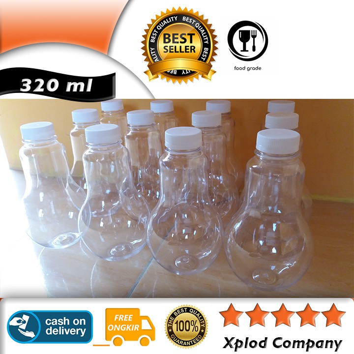 Isi 12 24 dan 36Pcs) BOTOL KEMASAN MINUMAN UNIK BENTUK BOHLAM BOTOL PLASTIK  IKAN CUPANG 330ML PAKET | Shopee Indonesia