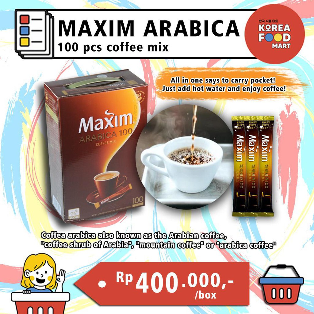 Jual MAXIM ARABICA 100 COFFEE MIX 100 SACHET / KOPI INSTAN KOREA