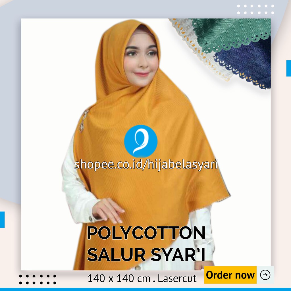 BisaSeragam Syari Polycotton Lasercut Hijab Segi Empat Jilbab Segiempat