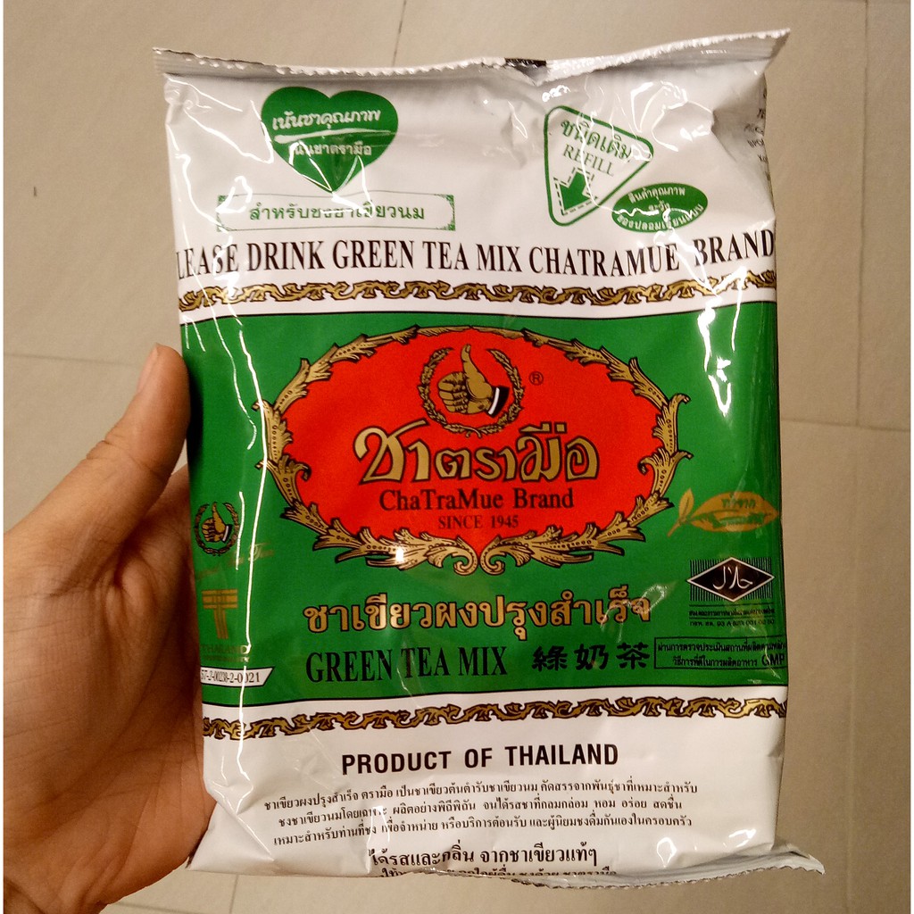 Original Thai Green tea Number One Brand Cha Tra Mue Brand 200gr Teh