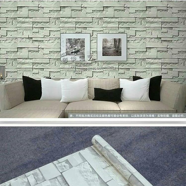 Jual Wallpaper Sticker Motif Bata 3D Putih Ukuran 45 cm x 10 meter