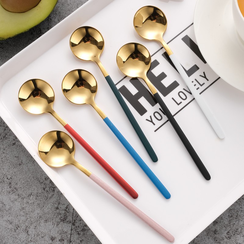Jual KIYOTE Sendok Panjang Teh Makan Kue Sup Estetik Unik / Long Cake