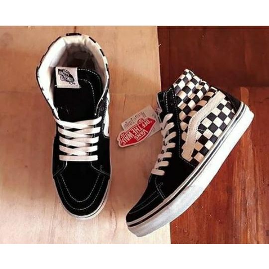 PROMO Sepatu Vans Off The Wall SK8 Motif Catur Sneakers Tinggi Era