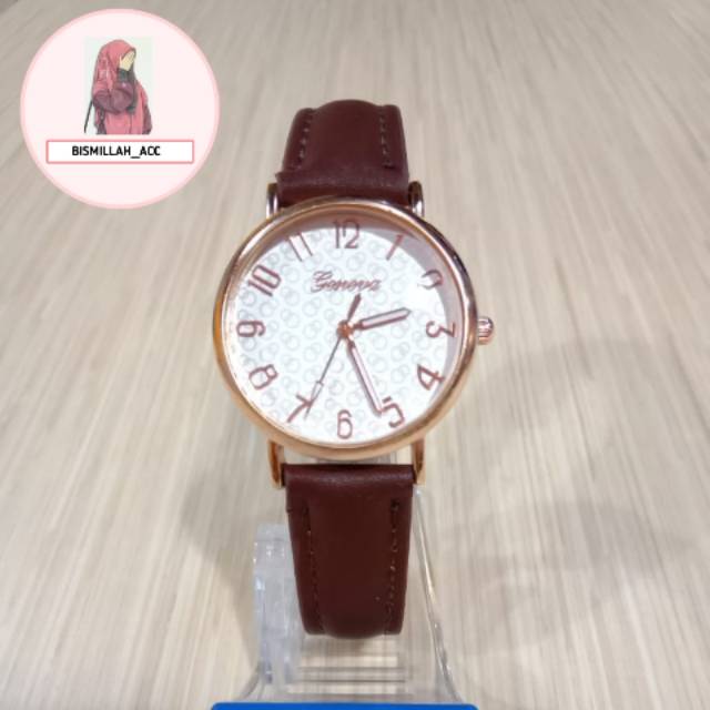 Jual Jam Tangan Geneva Termurah Fashion Wanita Leather Quartz Warna Coklat Kulit | Shopee Indonesia