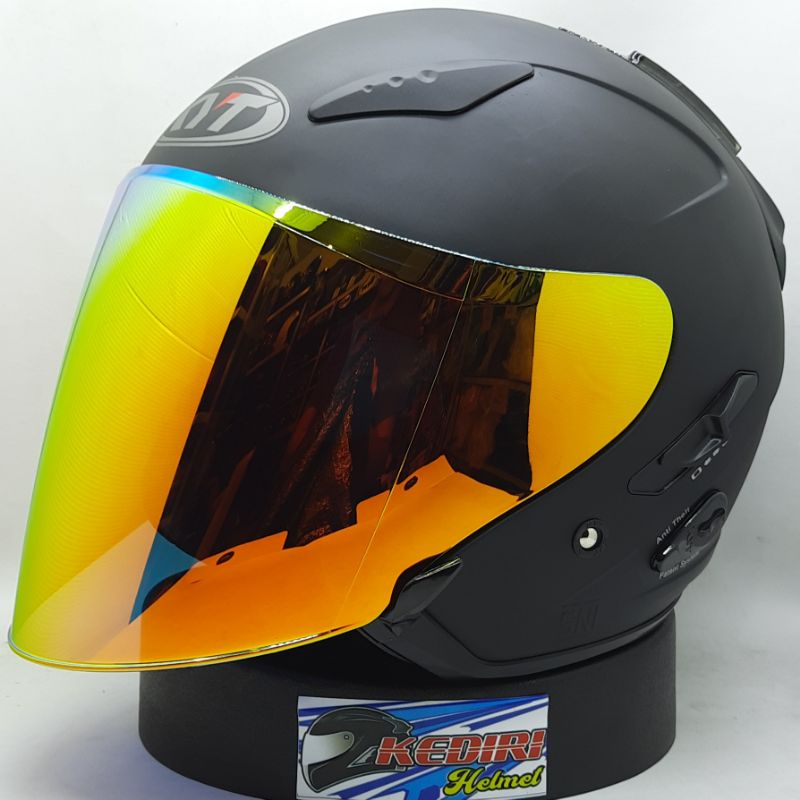 Helm KYT GALAXY FLAT R polos solid visor iridium paket ganteng