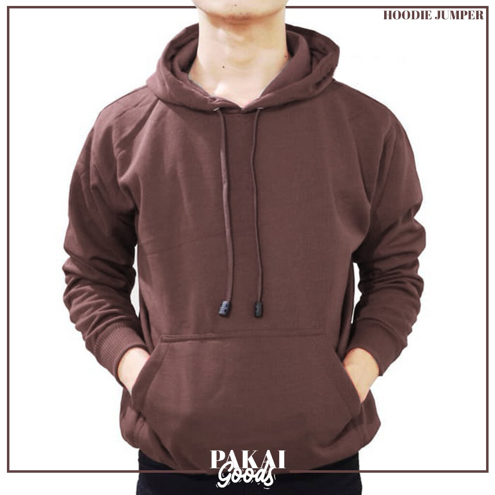 Jual Jaket Hoodie Jumper Polos Coklat Tua, Ukuran M/L/Xl | Shopee Indonesia