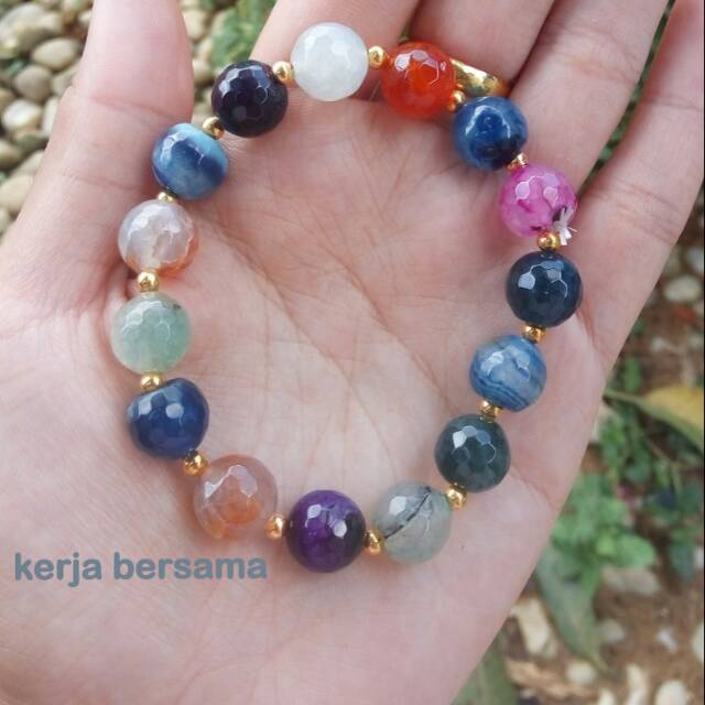 Gelang batu akik cutting 10mm warna warni | Shopee Indonesia