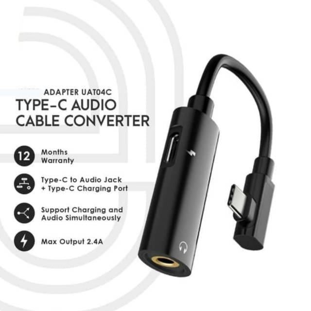 Jual Kabel Converter Type C to Audio Jack + Female Adapter UAT04C