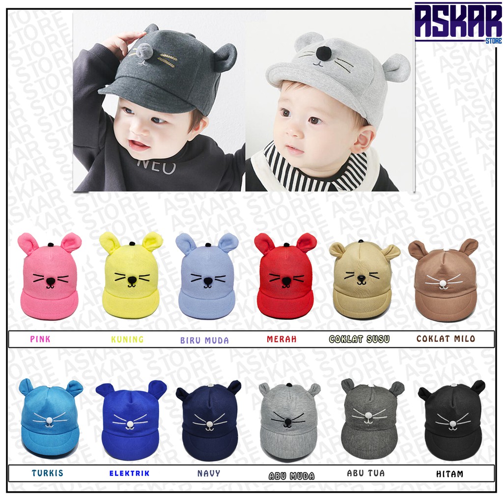 Topi Bayi Karakter Kucing Laki Laki Perempuan Usia New