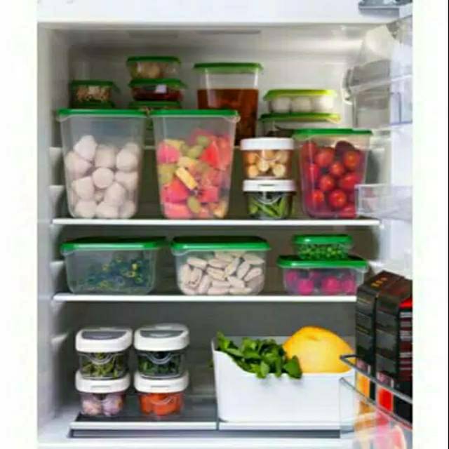 Toples Kulkas Bening Transparan Tutup Hijau Oranye Bpa Free Microwave Safe  isi 17 | Shopee Indonesia