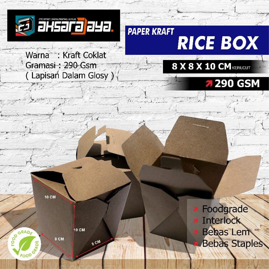 Jual paper rice box / Food pail / lunch box paper / kotak makan kertas
