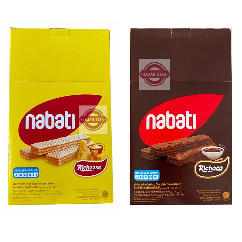 Jual Nabati Wafer 500 150Gr (1 Box Isi 20Pcs) Richoco Nabati Wafer Coklat Nabati Wafer Keju Richeese | Shopee Indonesia