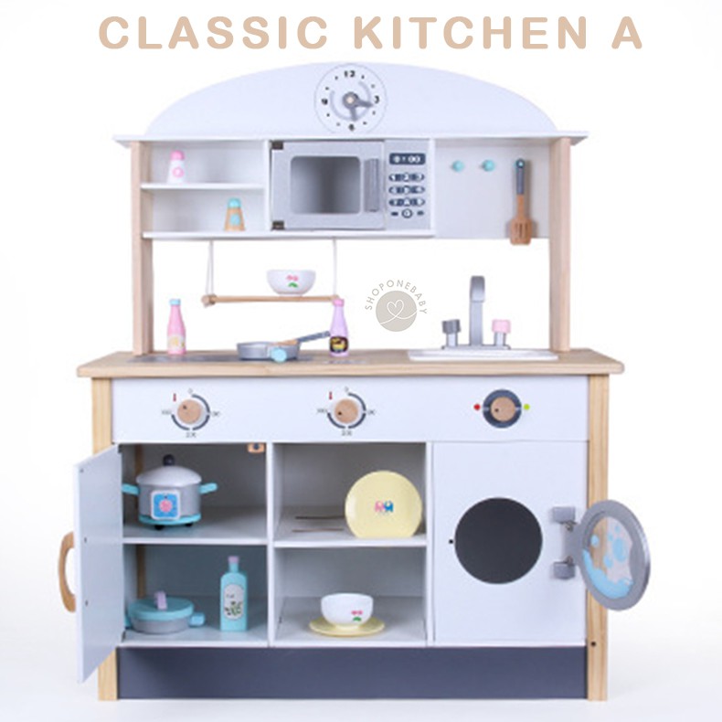 Jual Classic Kitchen Set A Wooden Toys Chef Cooking Pretend Play Mainan Edukasi Anak Masak Kayu Dapur | Shopee Indonesia