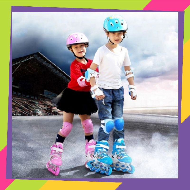 Sepatu Roda Anak MERK POWER Inline Skate Fullset Roda Bajaj + Deker