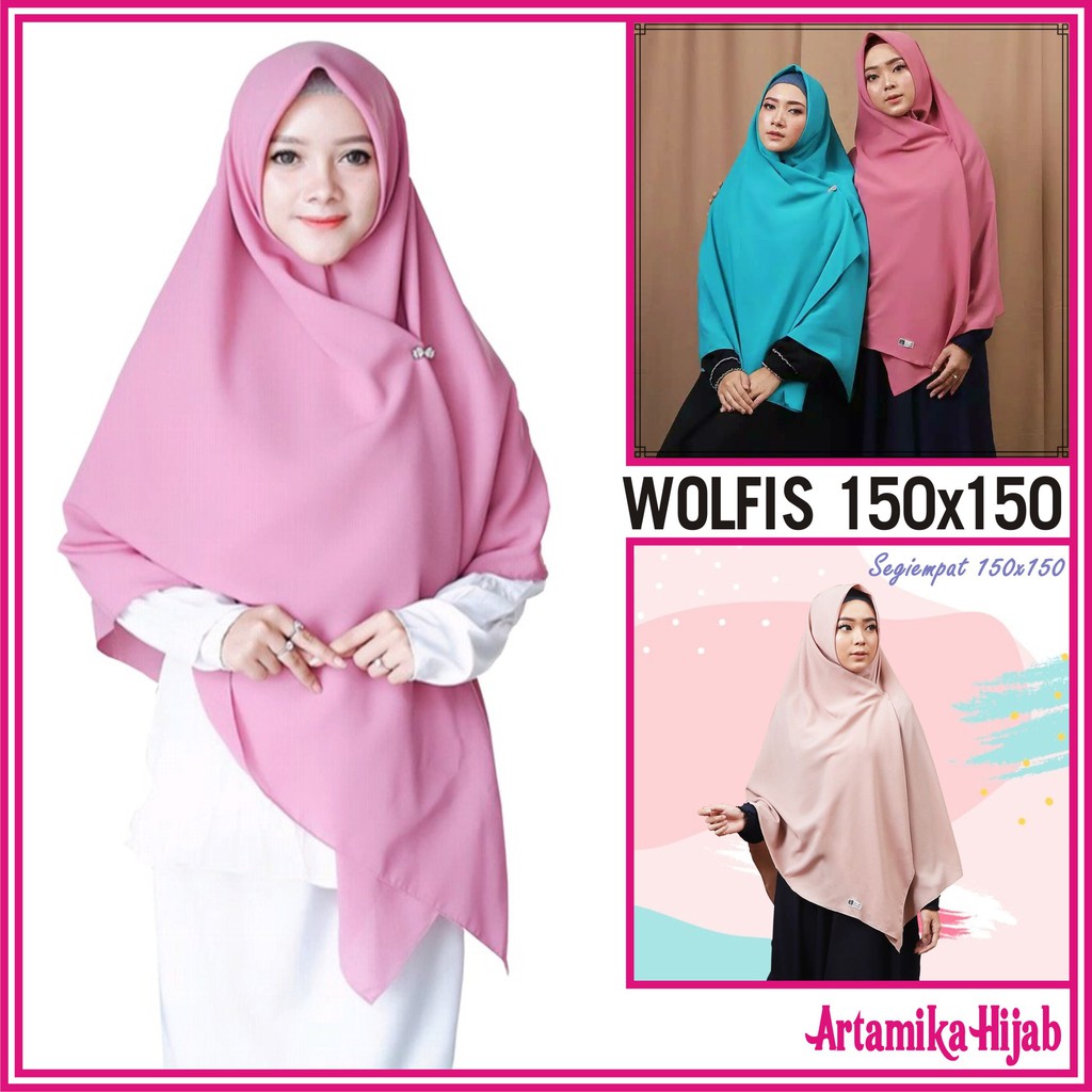 JILBAB SEGIEMPAT WOLFIS 150X150 SQUARE ARTAMIKA HIJAB Shopee Indonesia