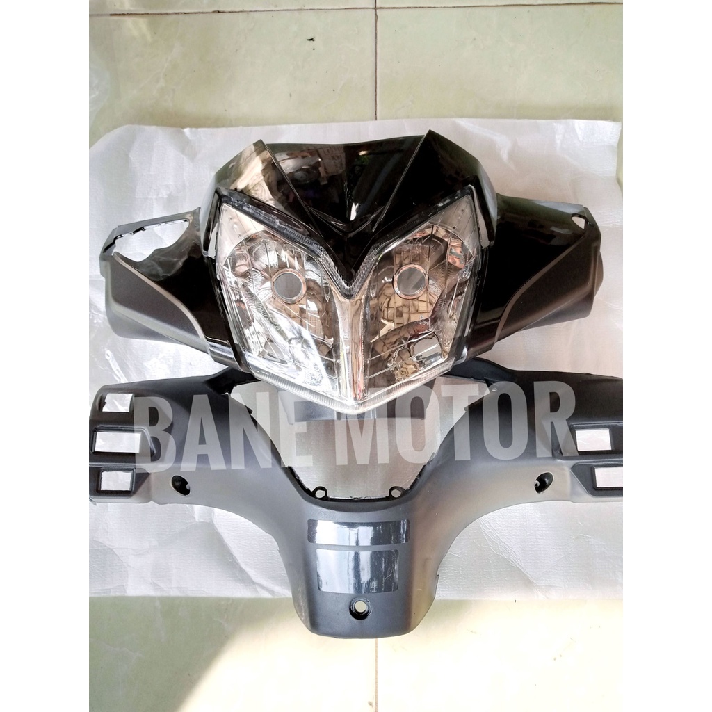 Jual cover headlamp Supra X 125 New hitam fullset batok depan belakang dan lampu Supra X 125