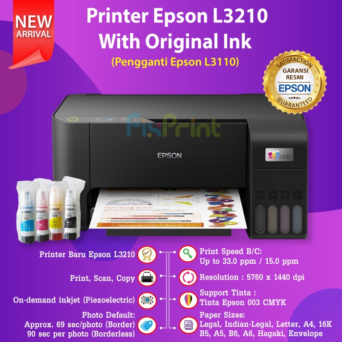 Jual Printer Epson L3210 Print Scan Copy AllinOne Pengganti L3110 Ink