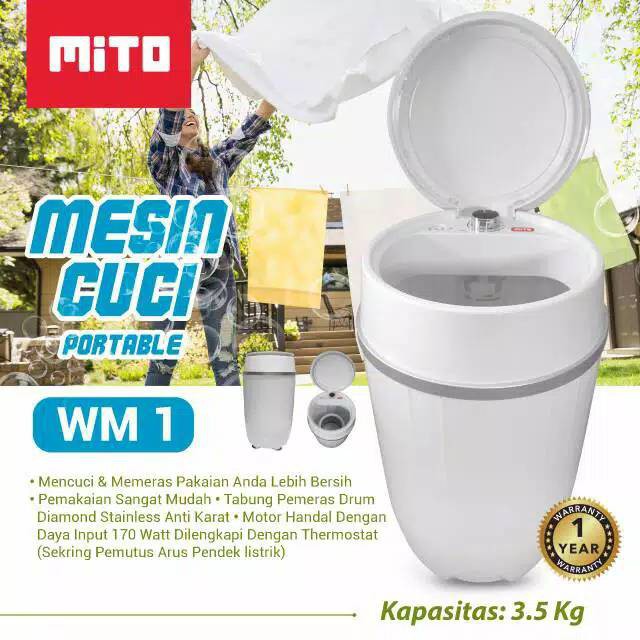 MITOCHIBA MESIN CUCI MINI 3.5 KG PORTABEL 1 TABUNG MITO WM