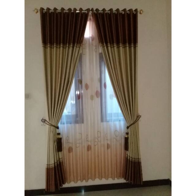 Jual Gorden Blackout Polos Kombinasi Warna Coklat Atas Bawah L120Xt240_L140Xt240Cm Gorden Minimalis | Shopee Indonesia