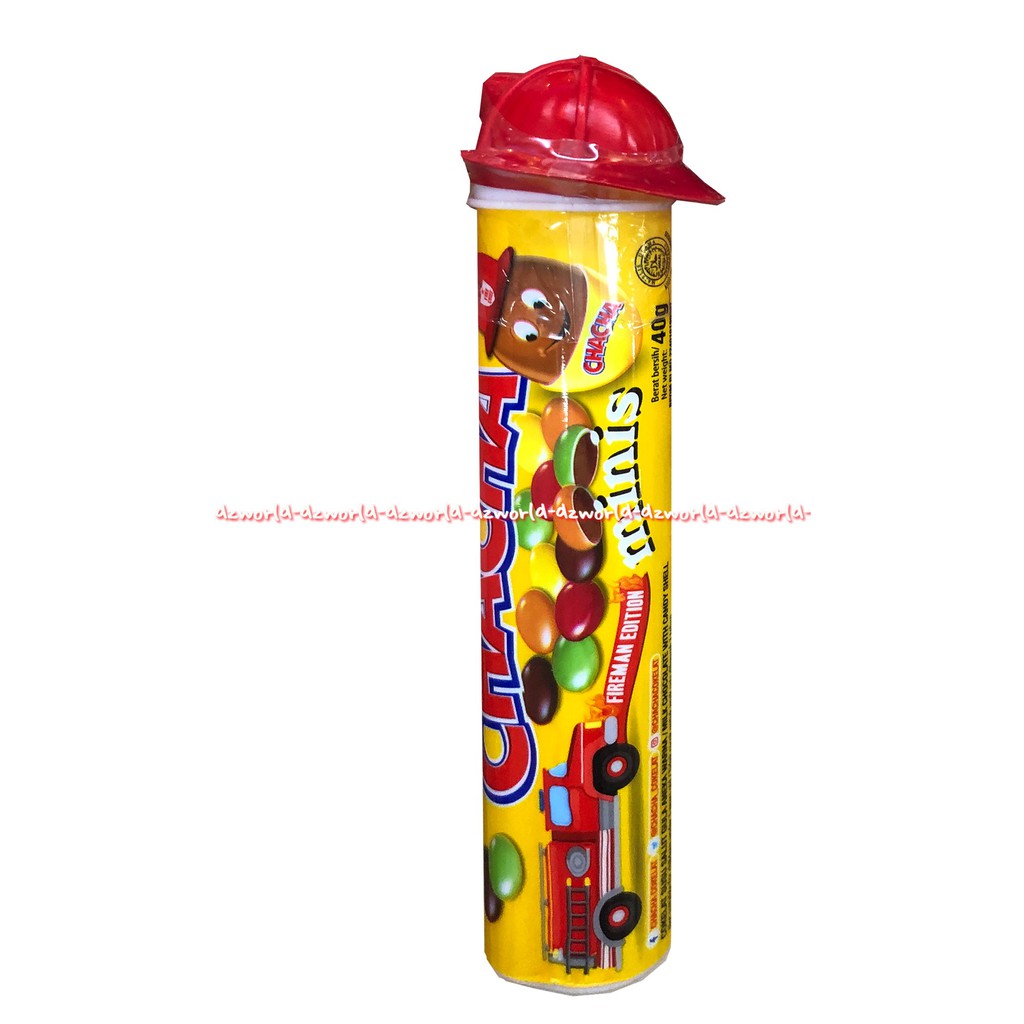 Jual Cha Cha Minis Fireman Edition 40Gr Permen Cokelat Caca Botol Chacha Minnis | Shopee Indonesia