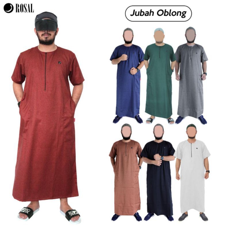 Jubah Oblong Lengan Pendek Gamis Pria by Rosal M, L, XL, 2XL, 3XL Big