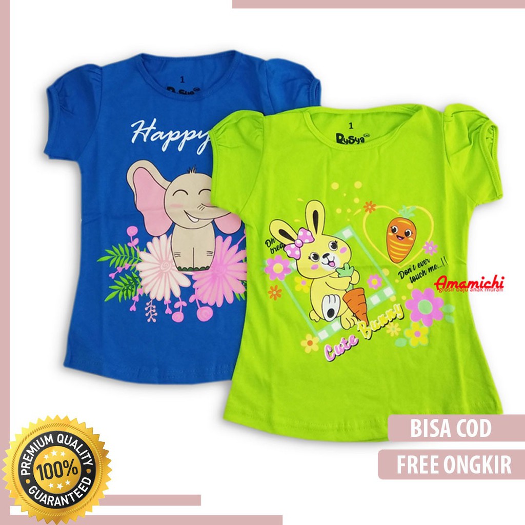 Kaos Anak Perempuan Soft Carded Rysya Umur 15 Tahun / baju main anak