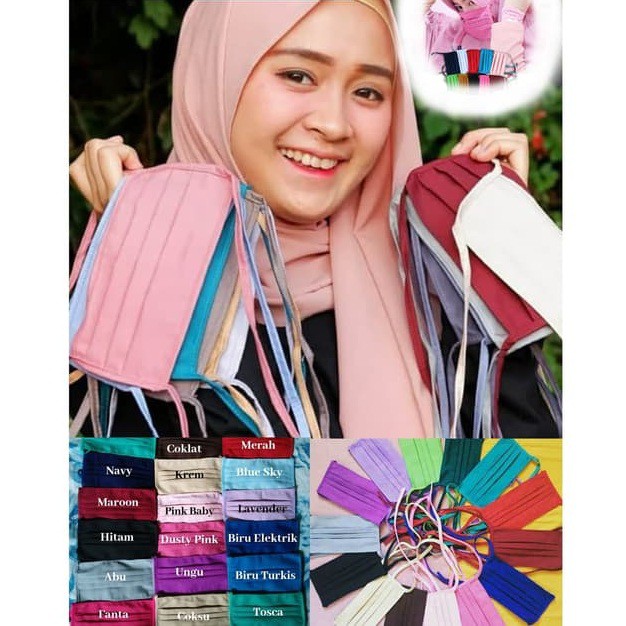 Masker Hijab Masker Kain Oxford American Drill Shopee