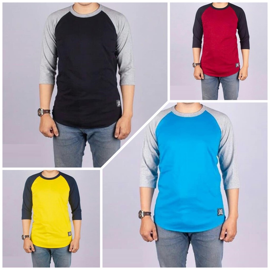 Kaos Raglan Lengan 3/4 Kualitas Distro Raglan Murah