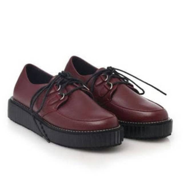 Sepatu Adorable Project Mochiata Platform Maroon Shopee